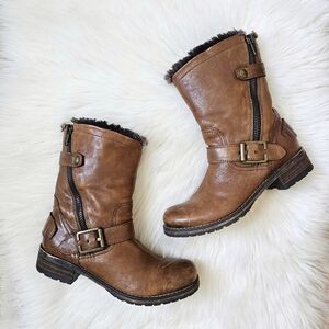 Clarks Indigo Majorca Sun Cognac Brown Genuine Leather Made In Romania Boots 7.5